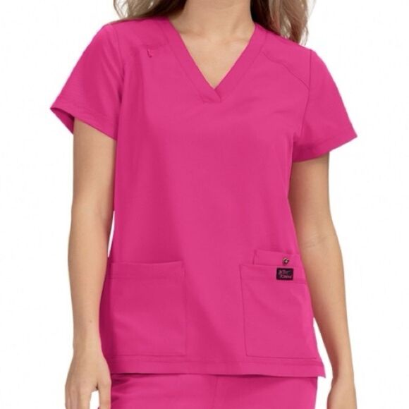 New Betsey Johnson Freesia Scrub Top in Flamingo Sz L - Picture 1 of 4